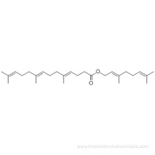 4,8,12-Tetradecatrienoicacid, 5,9,13-trimethyl-,( 57192370,2E)-3,7-dimethyl-2,6-octadien-1-yl ester,( 57192371,4E,8E)- CAS 51-77-4